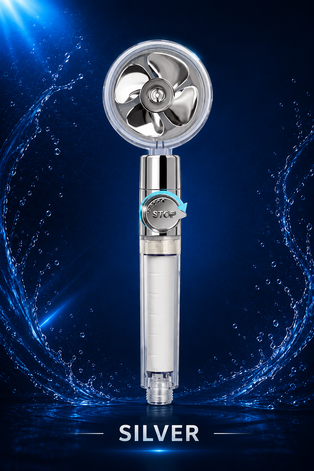 Cabezal de Ducha Turbo 360° de Alta Presión con Filtro Ahorrador de Agua